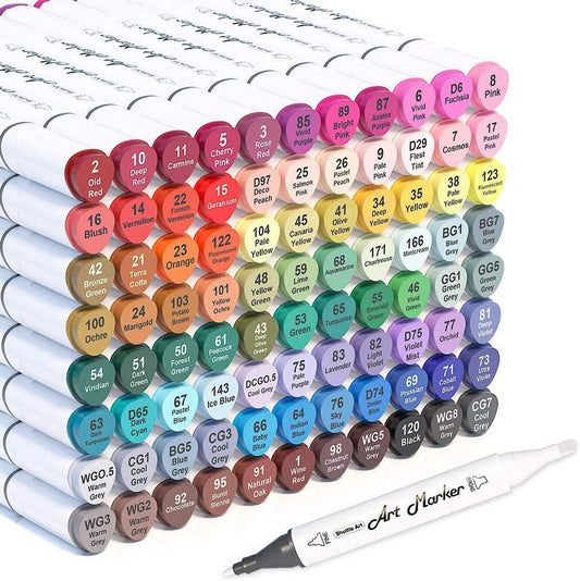 Shuttle Art 88 Colors Dual Tip Alcohol Based Art Markers,Permanent Marker Pens Highlighters with Case Perfect for Illustration Adult Coloring Sketching and Card Making