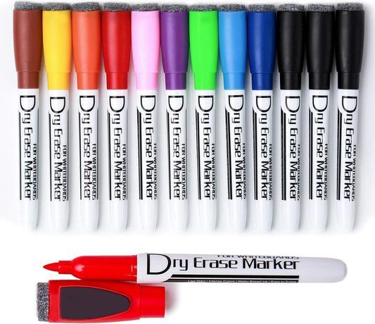 Volcanics Magnetic Dry Wipe Pens Dry Erase Markers 12,10 Colors