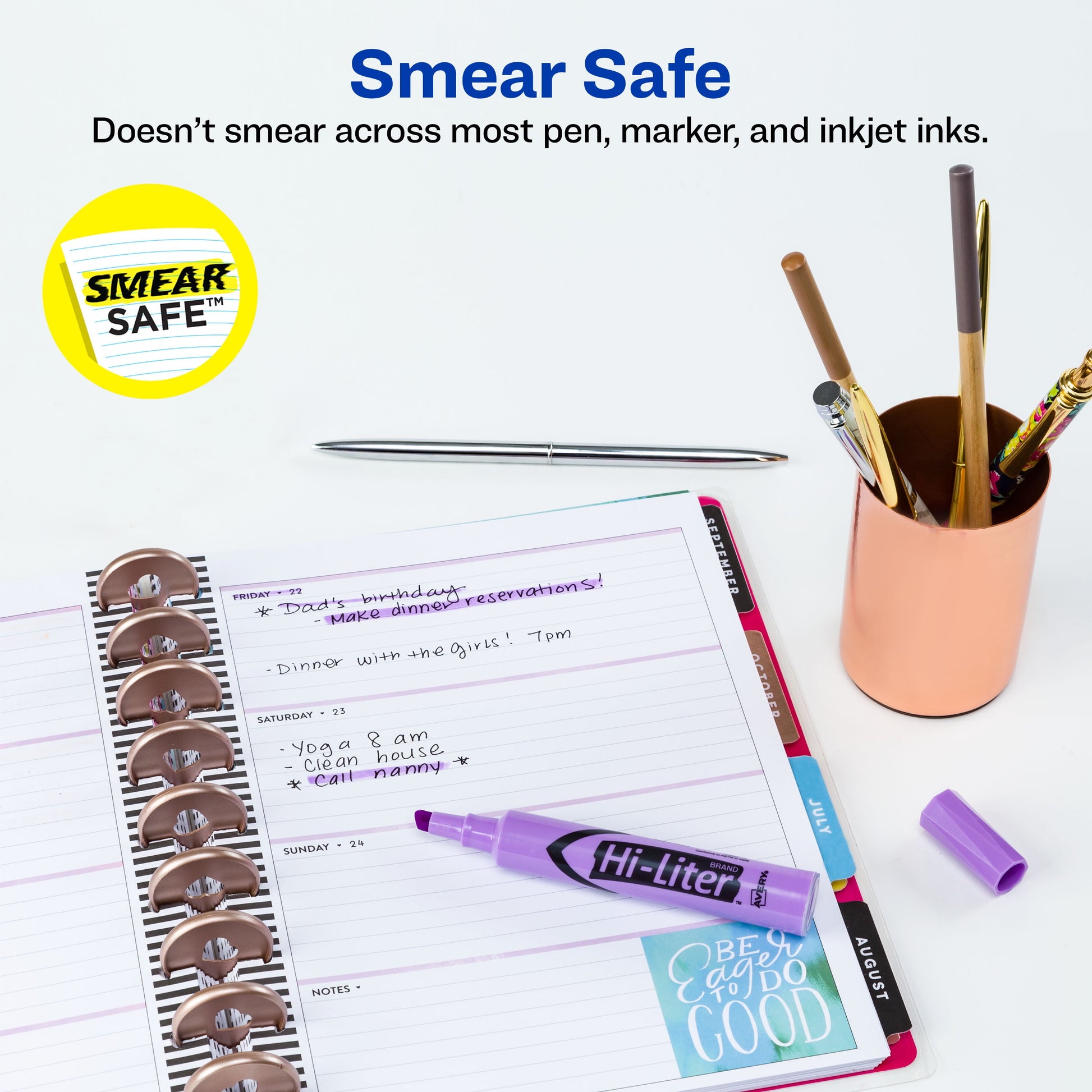 Avery Hi-Liter Desk-Style Highlighters, SmearSafe, Chisel Tip, 1 Fluorescent Purple Highlighter (24060)