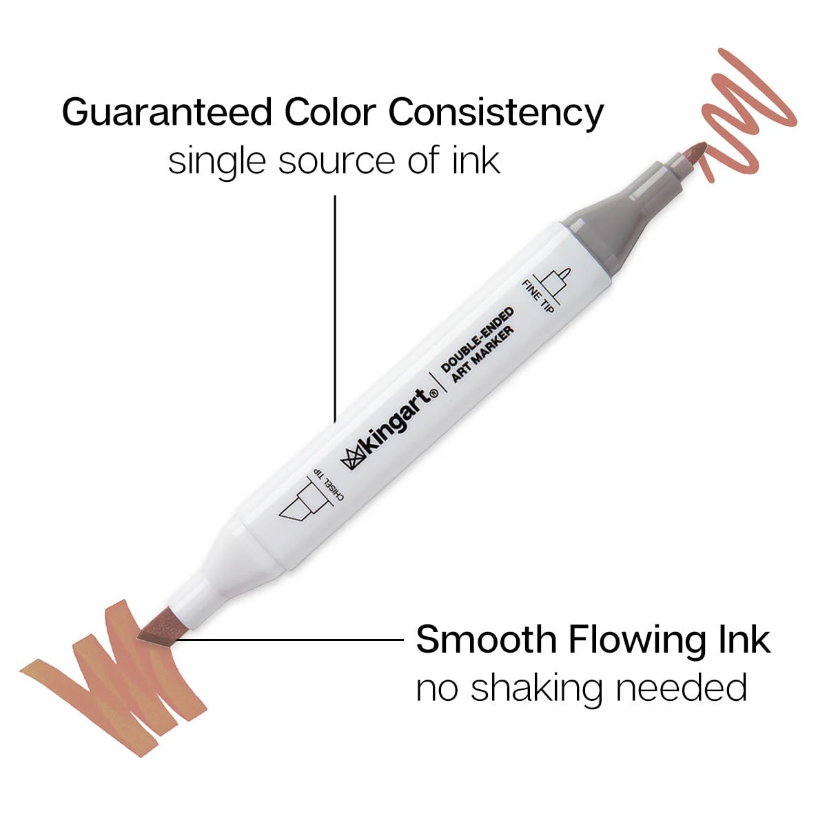 KINGART&reg; PRO Double-Ended Art Alcohol Markers, 24 Bright Palette Colors with Both Fine & Chisel Tips and Superior Blendability