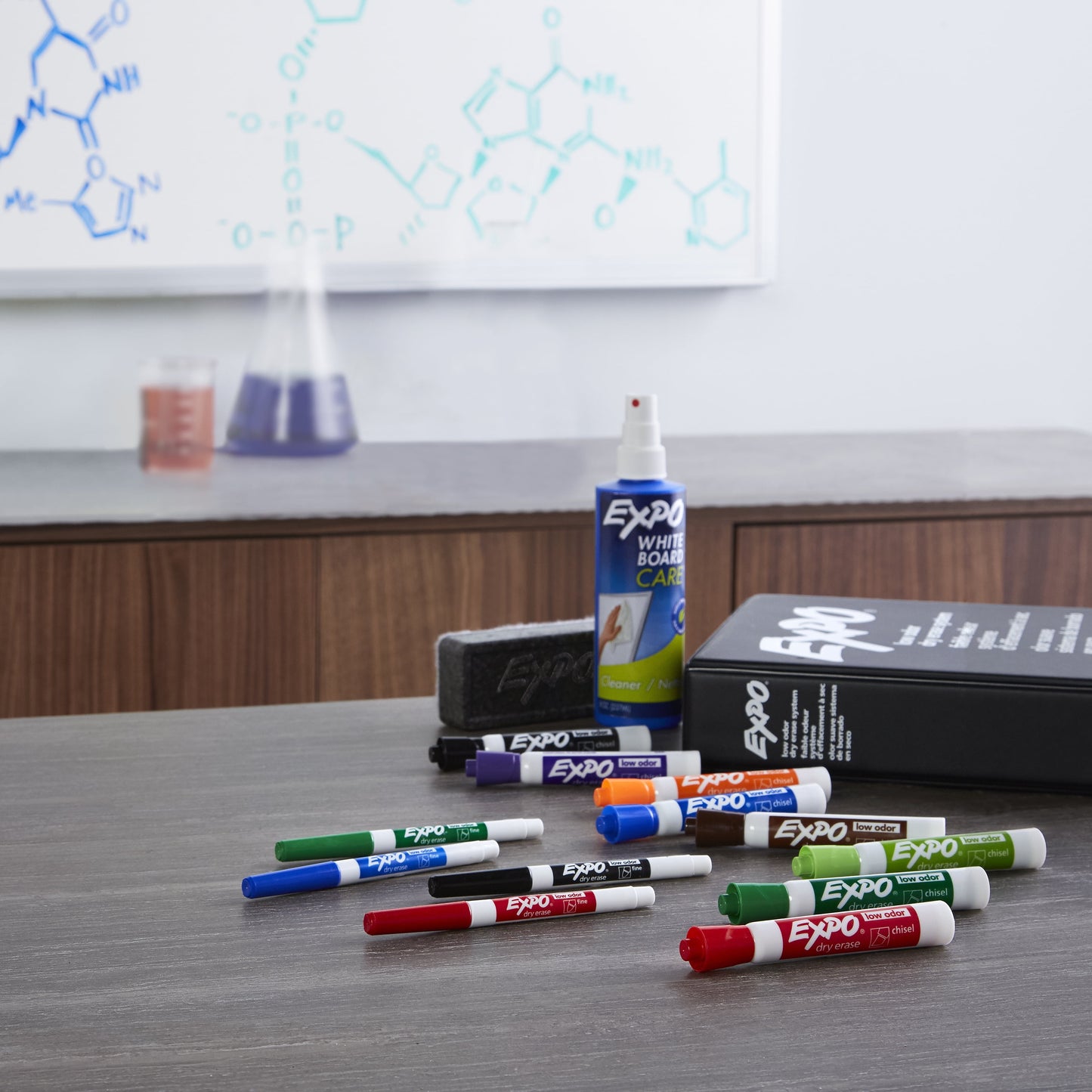 Expo® Low Odor Dry Erase Markers, Chisel Tip, Blue, 12 Count