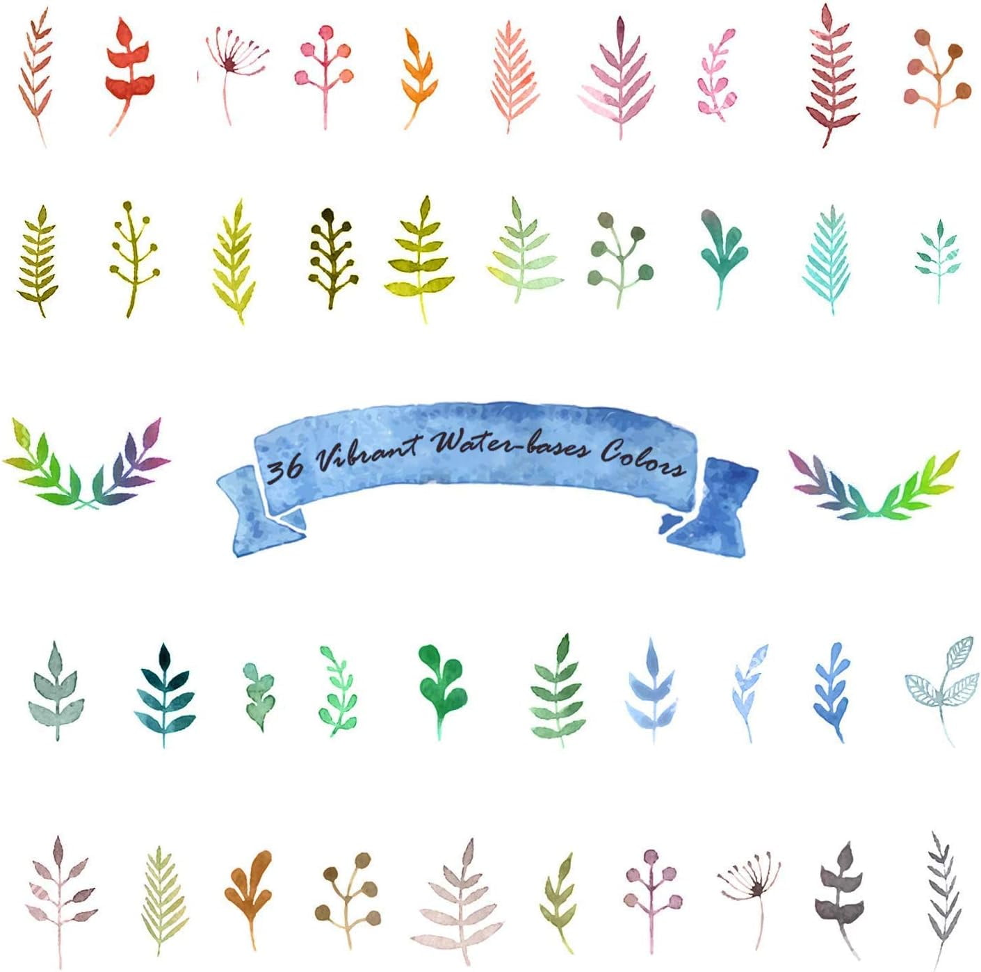 Ohuhu 36 Colors Dual Tips Brush Pens, Water Based Marker for Calligraphy Drawing Sketching