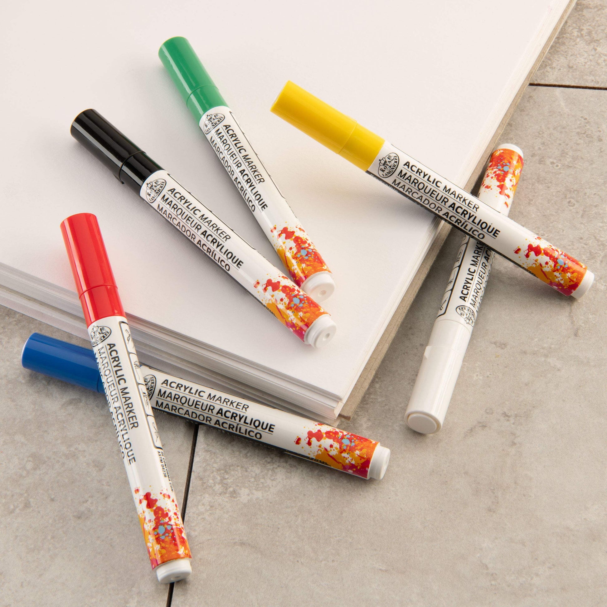 Royal & Langnickel 6 Piece Acrylic 2.0 mm Reversible Tip Primary Markers