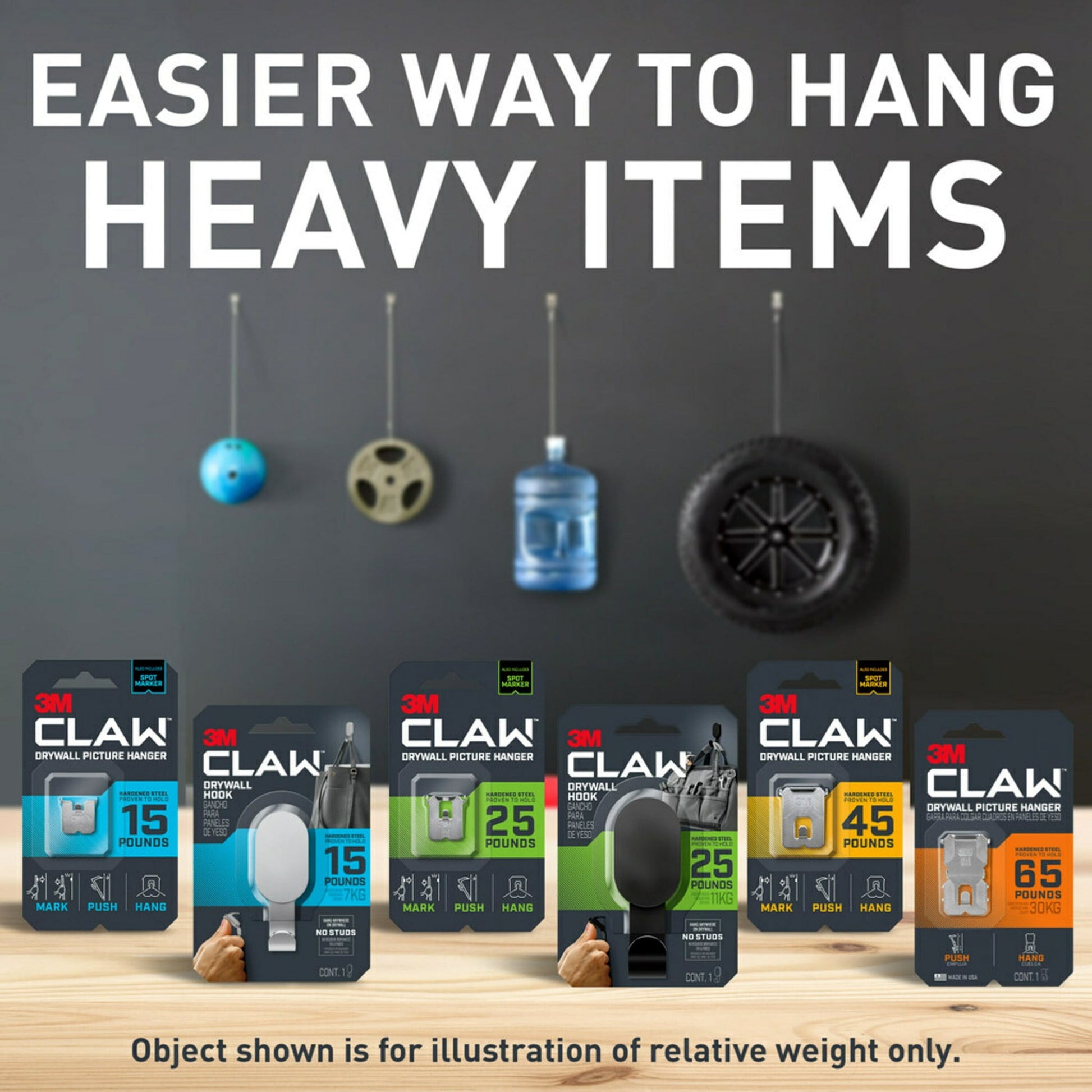 3M CLAW Drywall Picture Hanger Kit, Variety Pack with Spot Markers, Holds Up To 45 lbs
