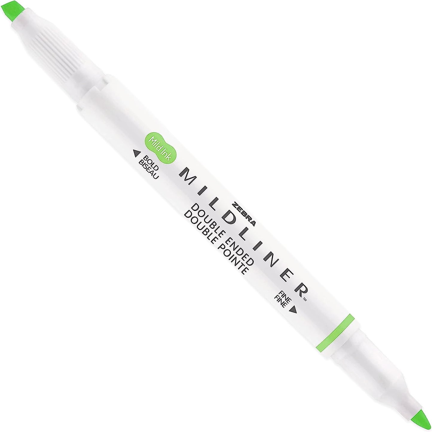 Zebra Mildliner Marker Highlighter Pens - Double Ended - Chisel/Bullet Tip - Wallet of 5 - Green, Yellow, Red, Pink, Violet
