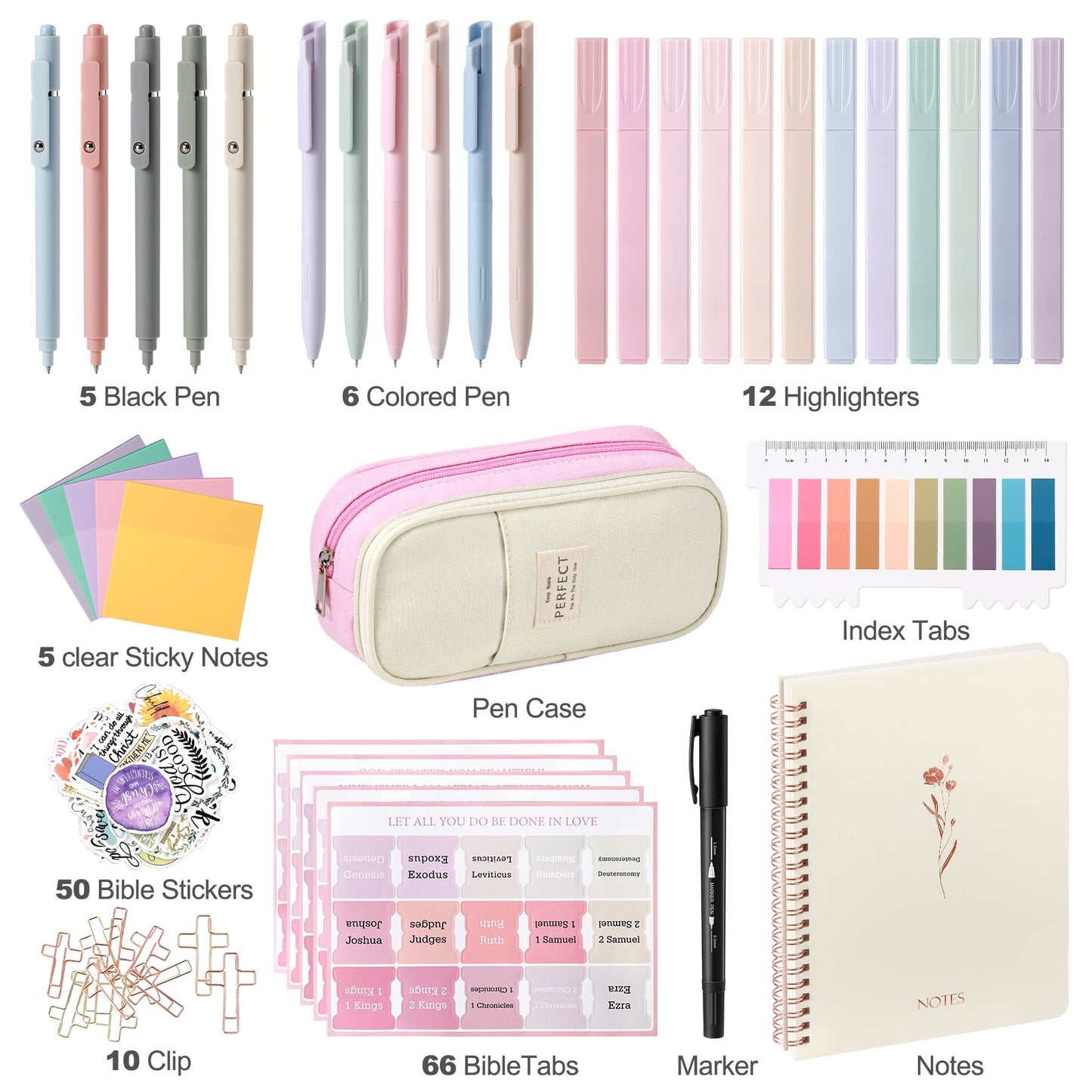 Livhil 154pcs Bible Study Supplies Complete Bible Journaling Kit, Christian Gifts for Women, Bible Study Tools for Devoted Christian Learner