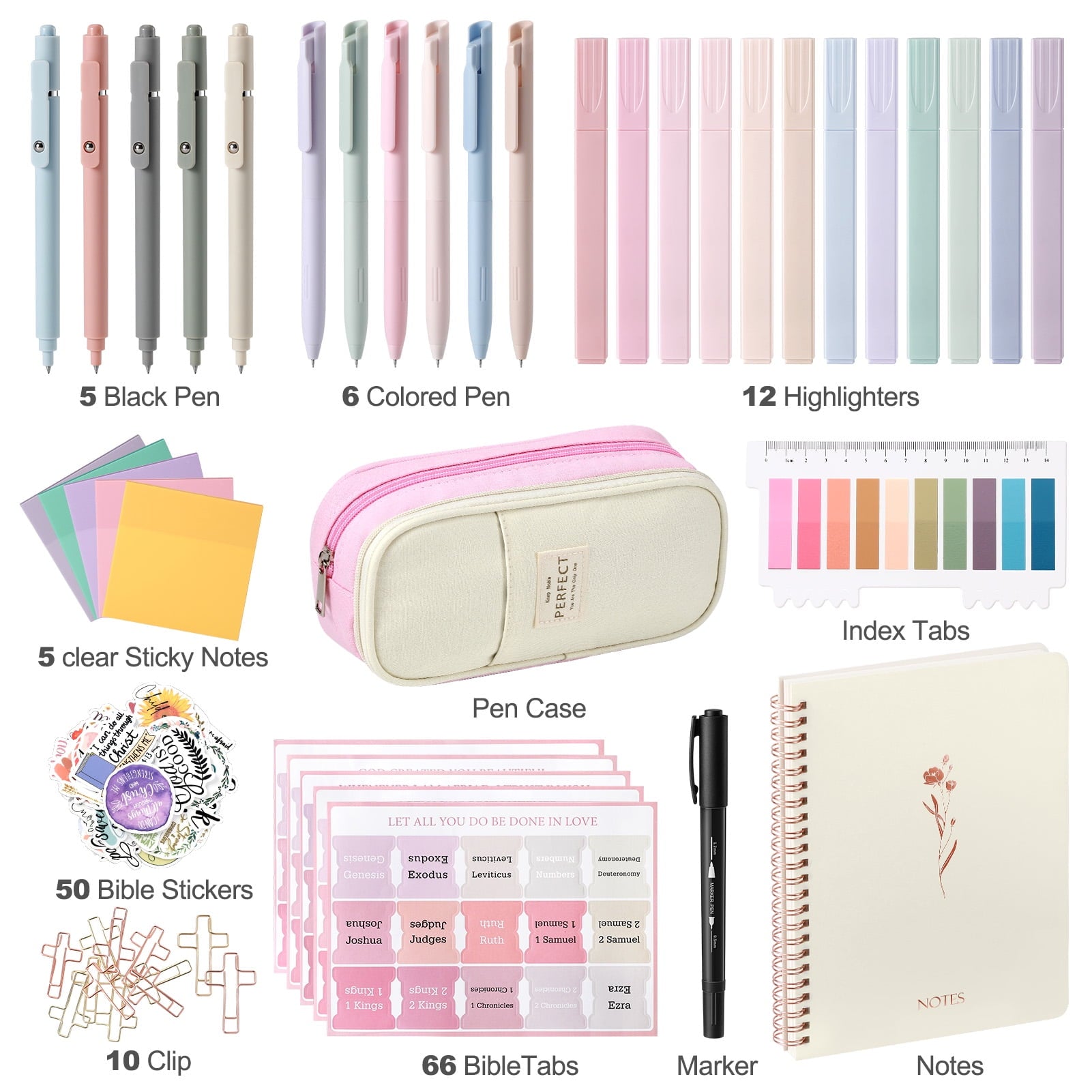Livhil 154pcs Bible Study Supplies Complete Bible Journaling Kit, Christian Gifts for Women, Bible Study Tools for Devoted Christian Learner