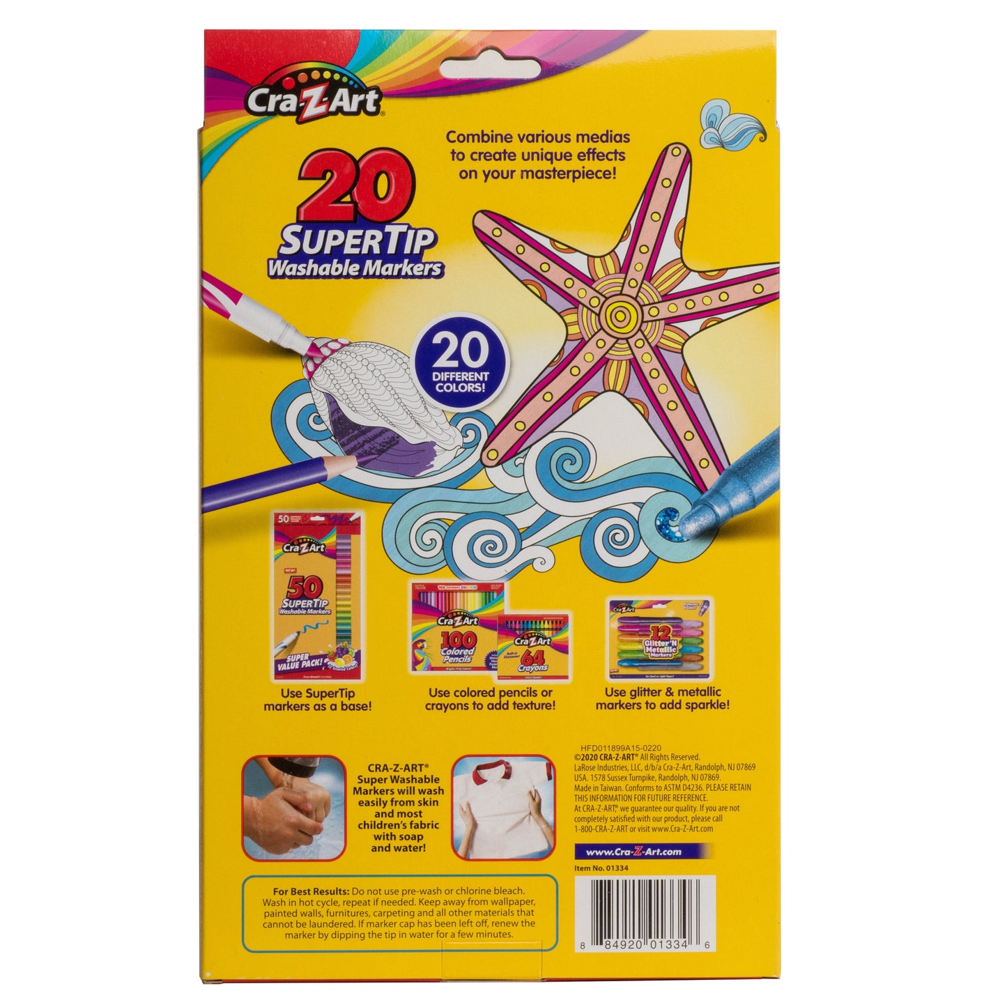Cra-Z-Art Washable Super Tip Art Markers, 20 Count