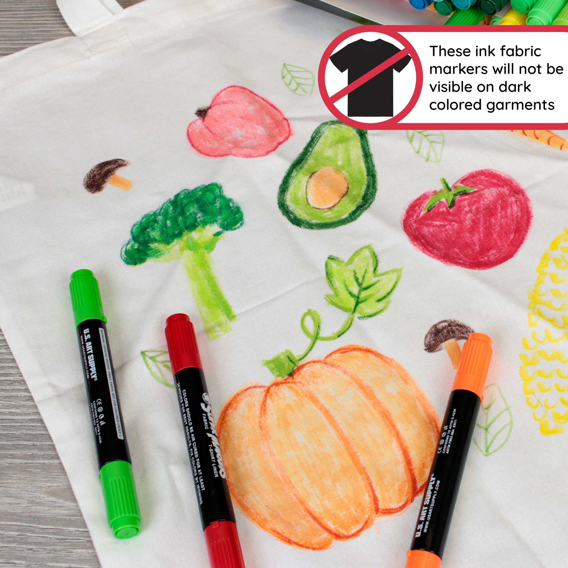 Crazy Colors Dual Tip Fabric & T-Shirt Marker 20 Color Set - Bullet & Chisel Tips - Child Safe - Create Art on Clothing