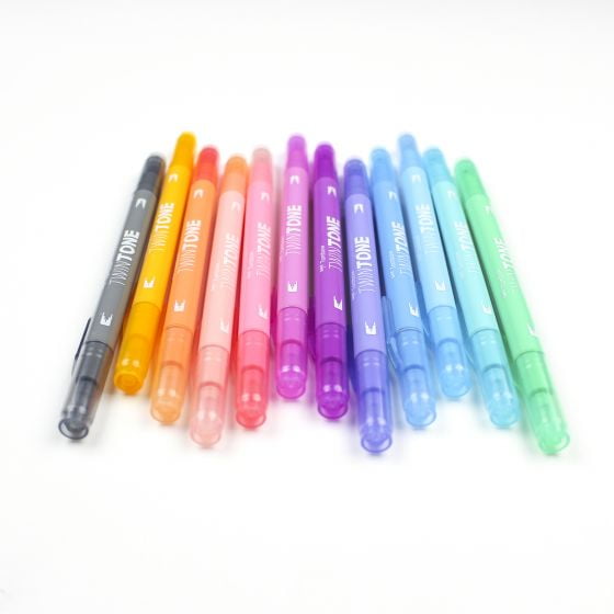 Tombow 61501 TwinTone Marker Set, Pastel, 12-Pack