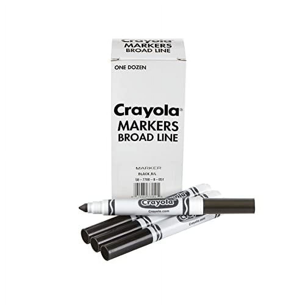 Crayola 12 Count Washable Bulk Markers, Black Multi-Colored