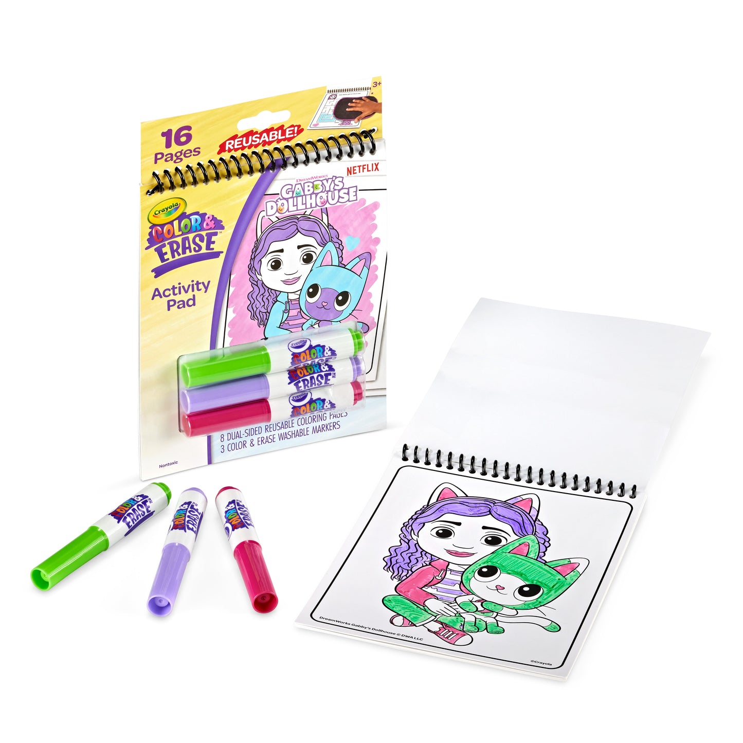 Crayola Gabby's Dollhouse Color & Erase Activity Pad, 8 Color & Erase Coloring Pages, Gift for Kids