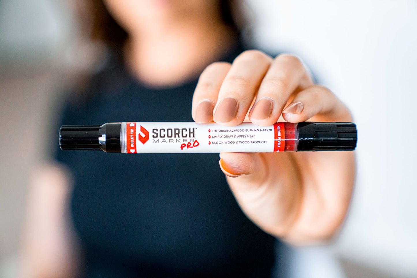 Scorch Marker Pro - Wood Burning Marker, 2 in 1 Pyrography Pen, Woodburning Tool for Crafts, Stencils & Letters, DIY Pen Kit with Brush & Bullet Tips, for Wood Burning Projects 1 Pc