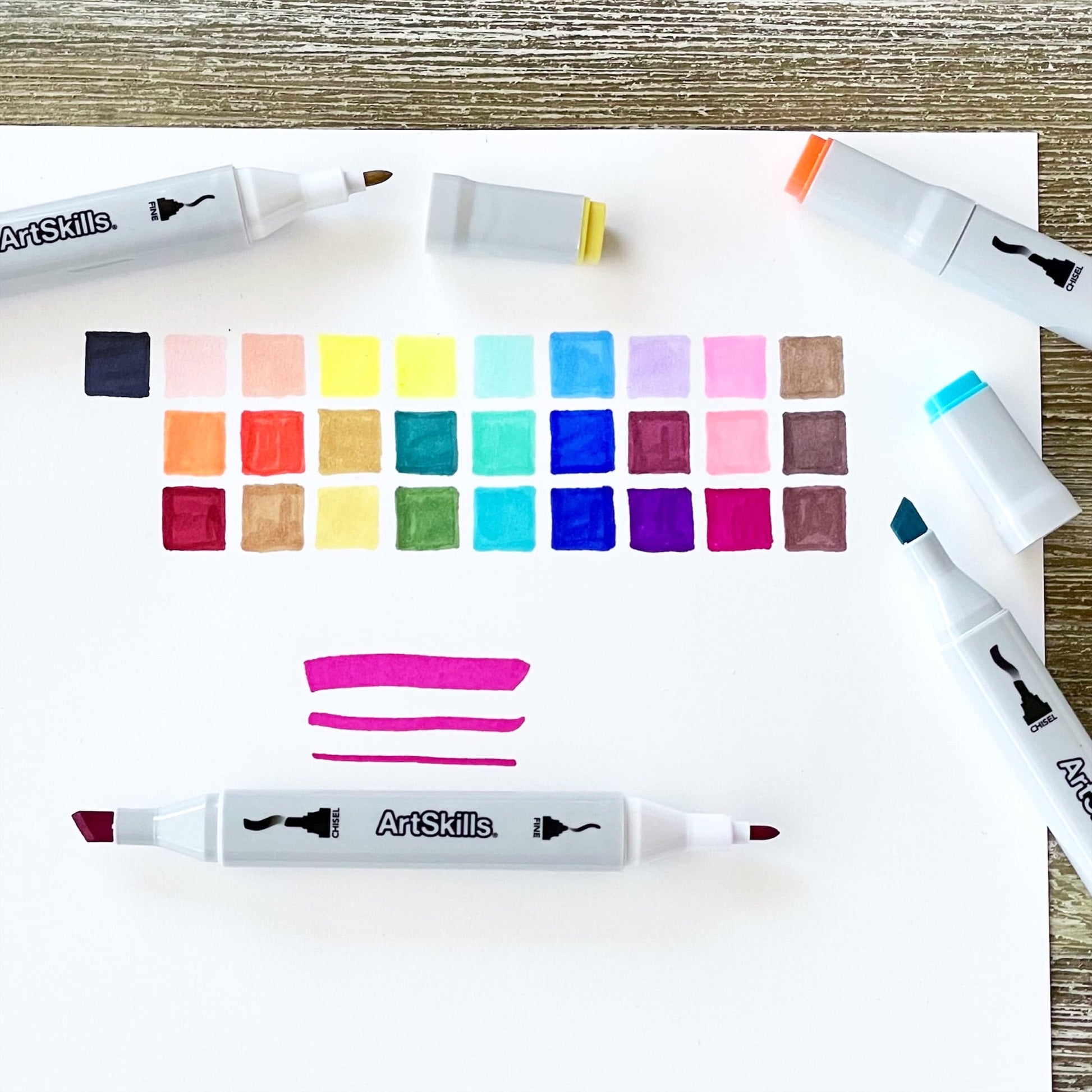 ArtSkills Dual-Tip Blendable Alcohol Markers with Colorless Blenders, for Adults & Teens, 32 Count