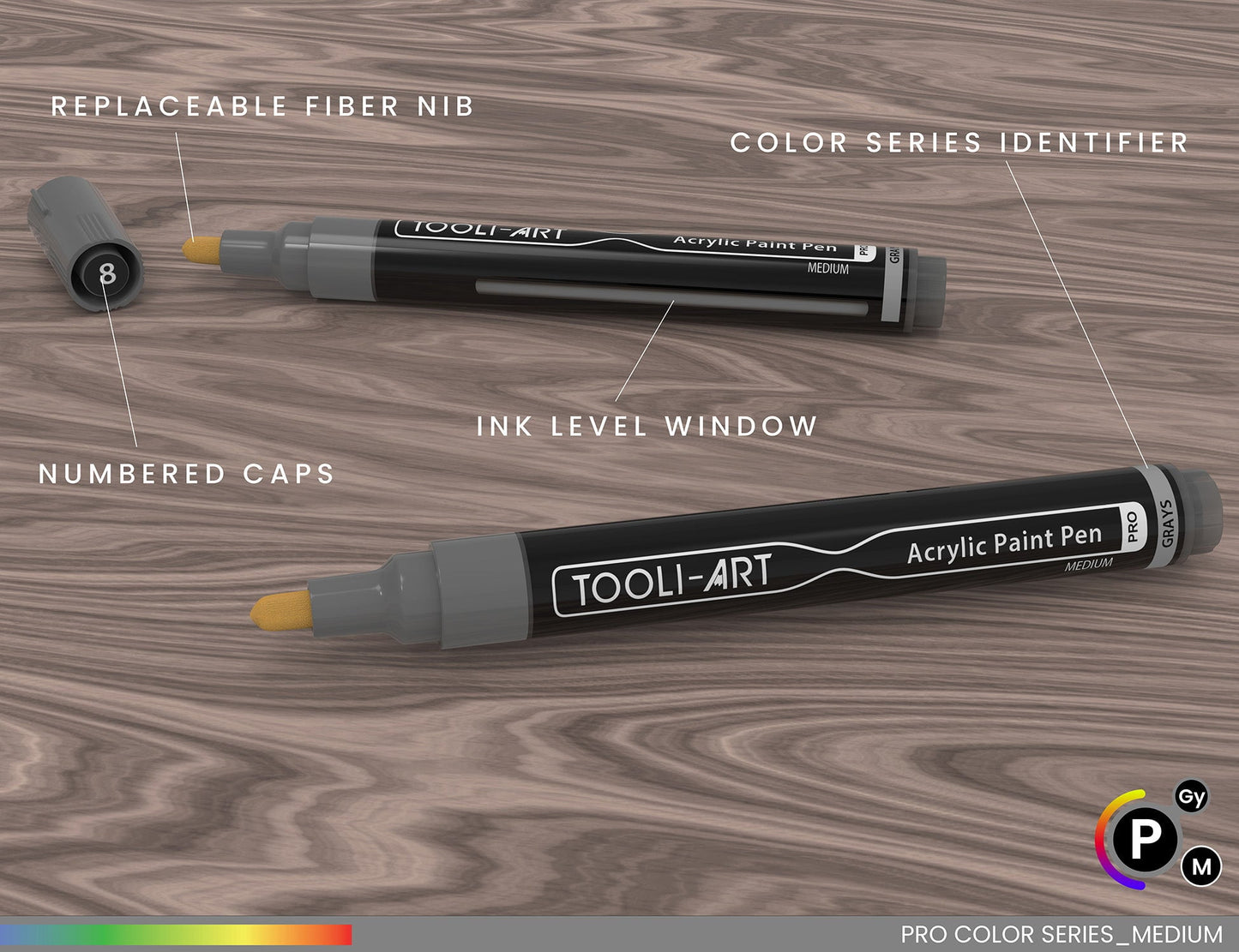 22 Acrylic Paint Pens (GRAYS) Pro Color Series Set 3mm Medium