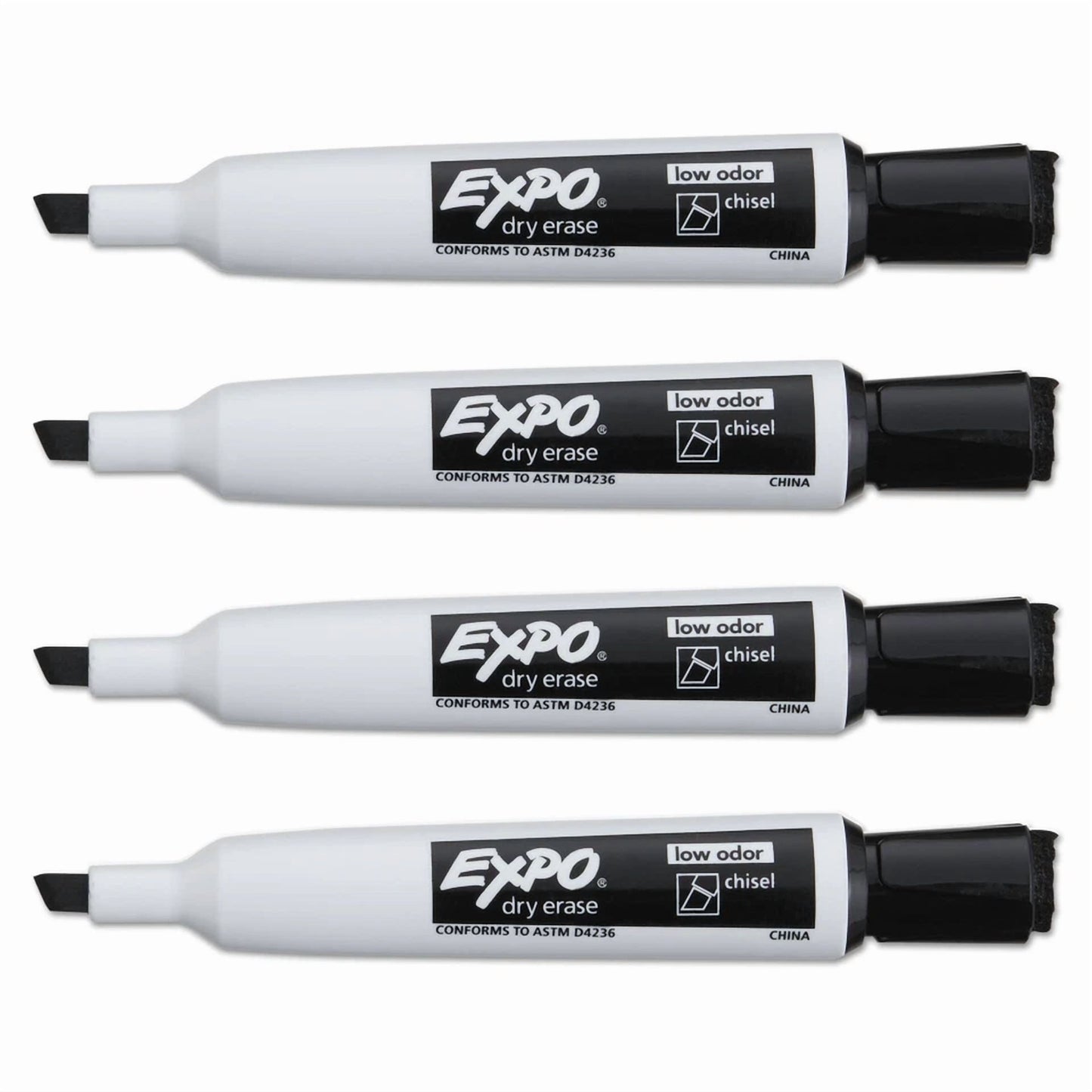 Expo Magnetic Dry Erase Marker Chisel Tip Black 4/Pack 1944729