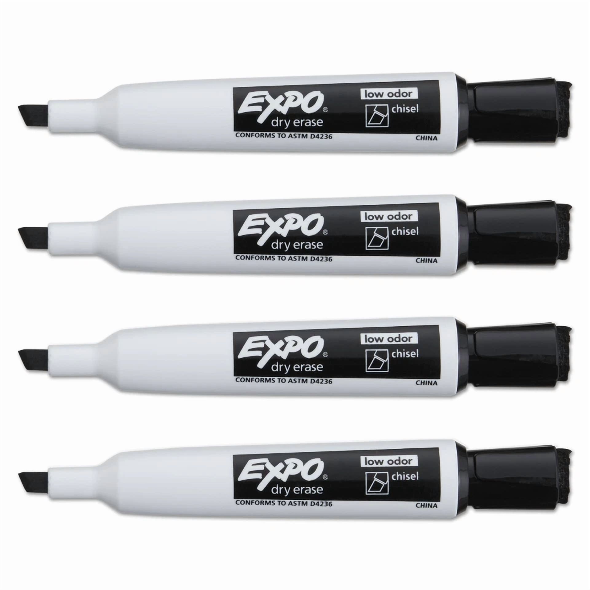 Expo Magnetic Dry Erase Marker Chisel Tip Black 4/Pack 1944729