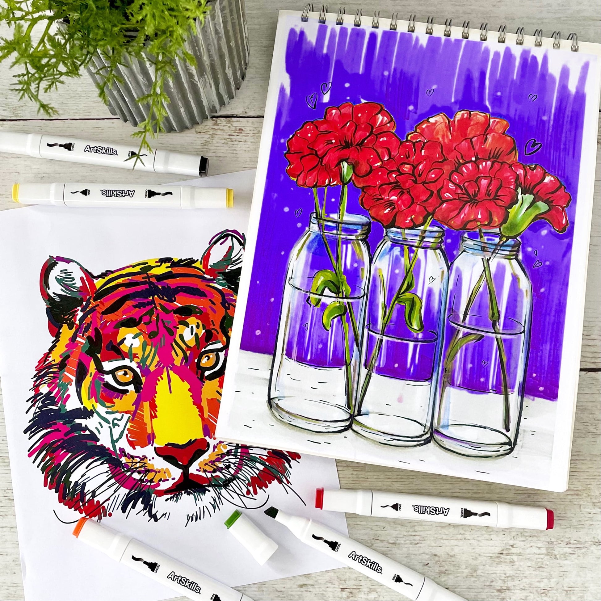 ArtSkills Dual Tip Alcohol Marker Set with 9" x 12" Paper Pad, Art Markers, 10 Pieces
