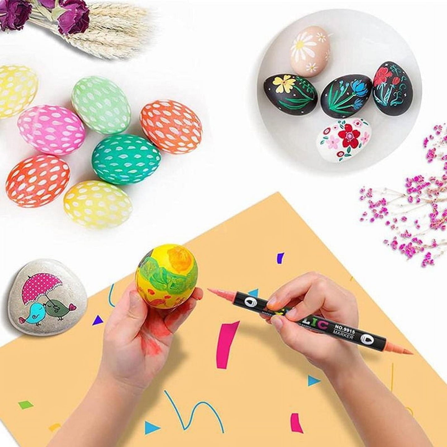 48 Color Acrylic Paint Markers Pen,Acrylic Markers Dual Tip Acrylic Paint Pens For Rock Painting, Canvas, Wood, Glass, Metal, Ceramic, Calligraphy, Card Making, Diy Crafts,1.5Mm-10Ml
