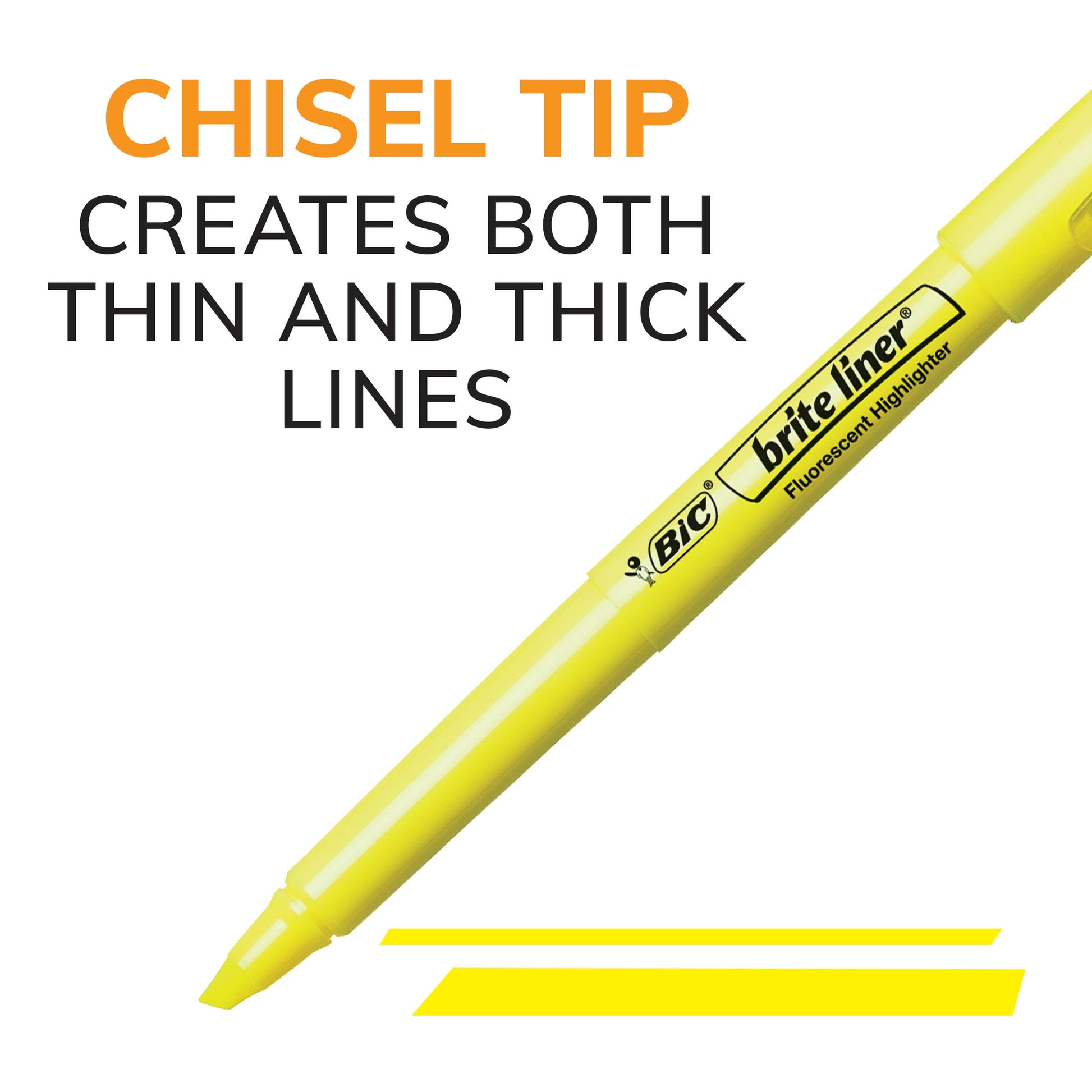 BIC Brite Liner Highlighter, Chisel Tip Pocket Highlighters, Yellow Highlighter, 5 Count
