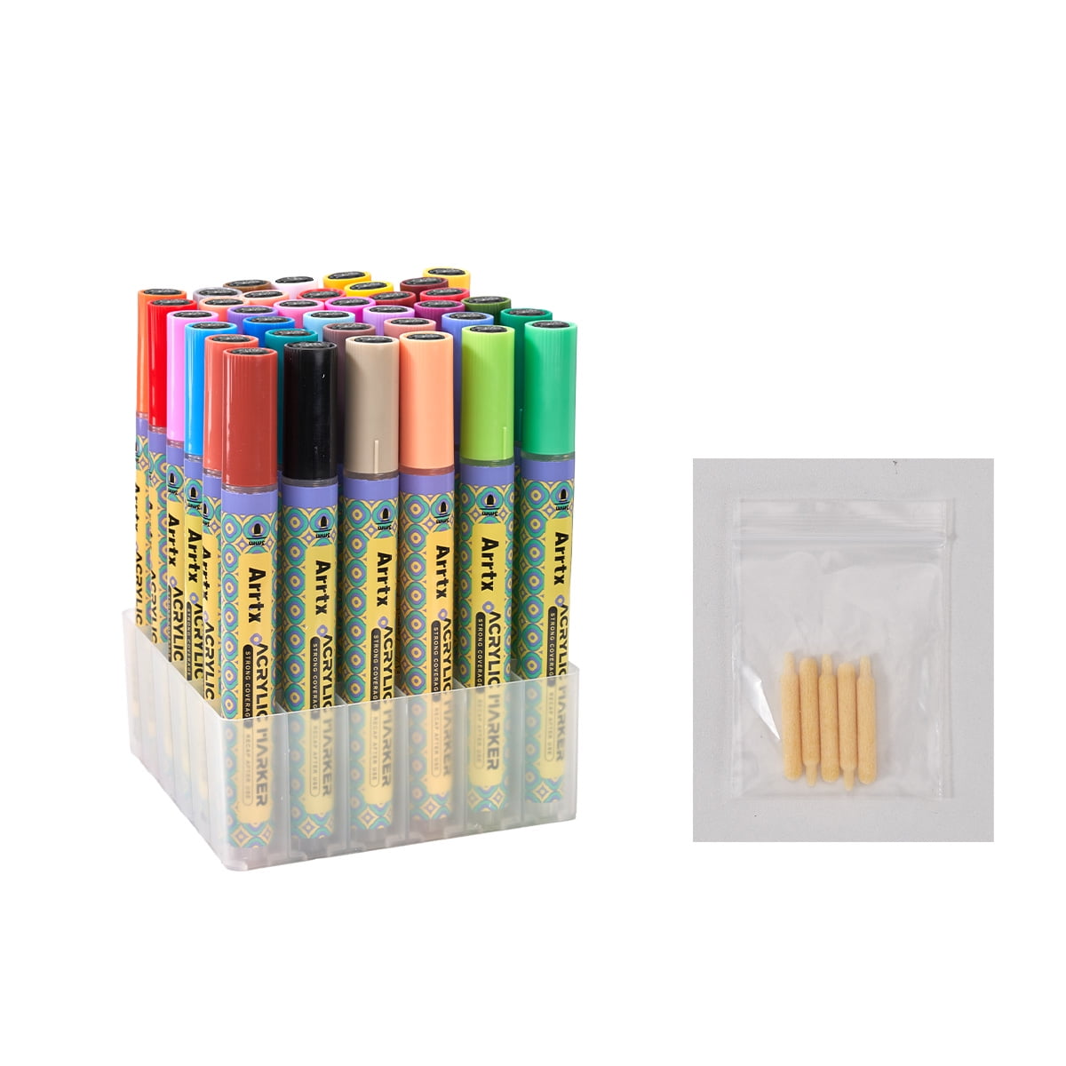 Arrtx Acrylic Paint Pens, 36 Colors 3mm Medium Point Water-Based Ink Large Refill Acrylic Markers for Rock Painting, DIY Craft, Glass, Wood