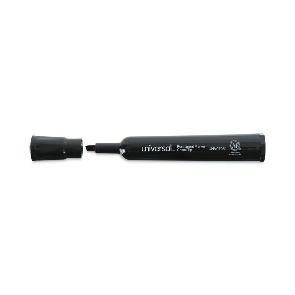 Universal Permanent Markers, Chisel Tip, Black, Dozen