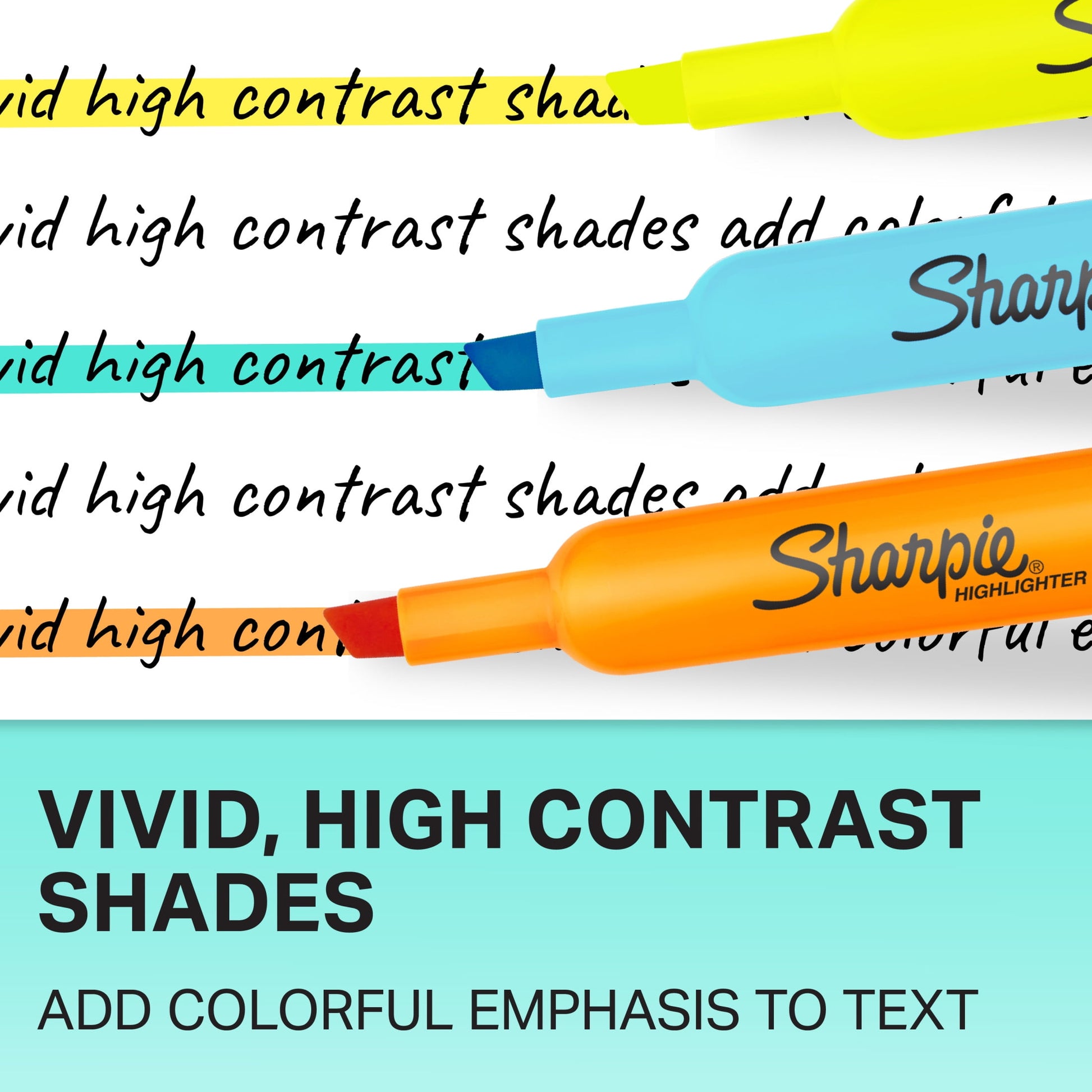 Sharpie Tank Style Highlighters, Chisel Tip, Assorted Colors, 12 Count