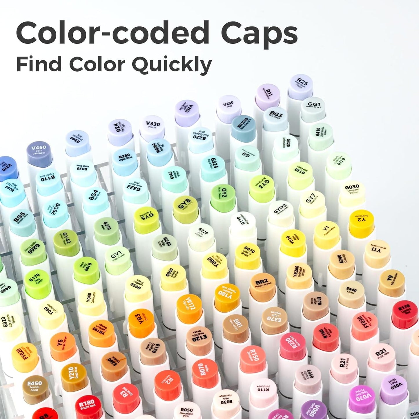 Ohuhu Alcohol Markers Brush Tip 48-Color Set - Brush & Chisel Tips, Refillable- New Color Code