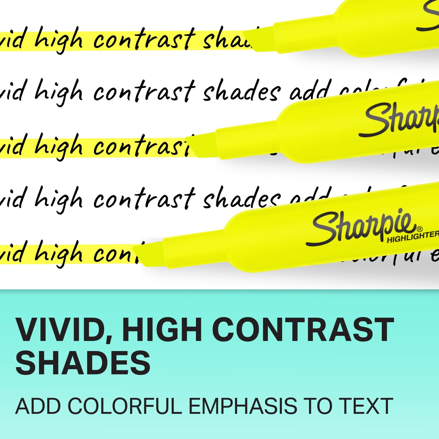 Sharpie Tank Style Highlighters, Chisel Tip, Fluorescent Yellow, Box of 36