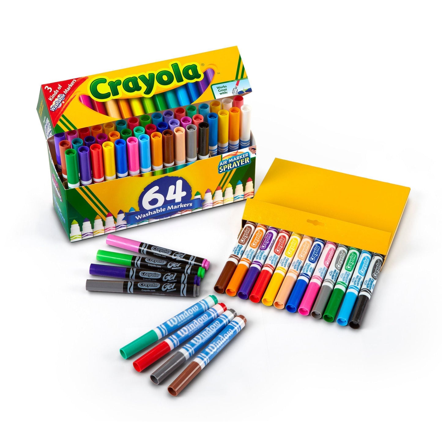 Crayola Washable Broad Line Markers with Gel FX Markers, 64 Count
