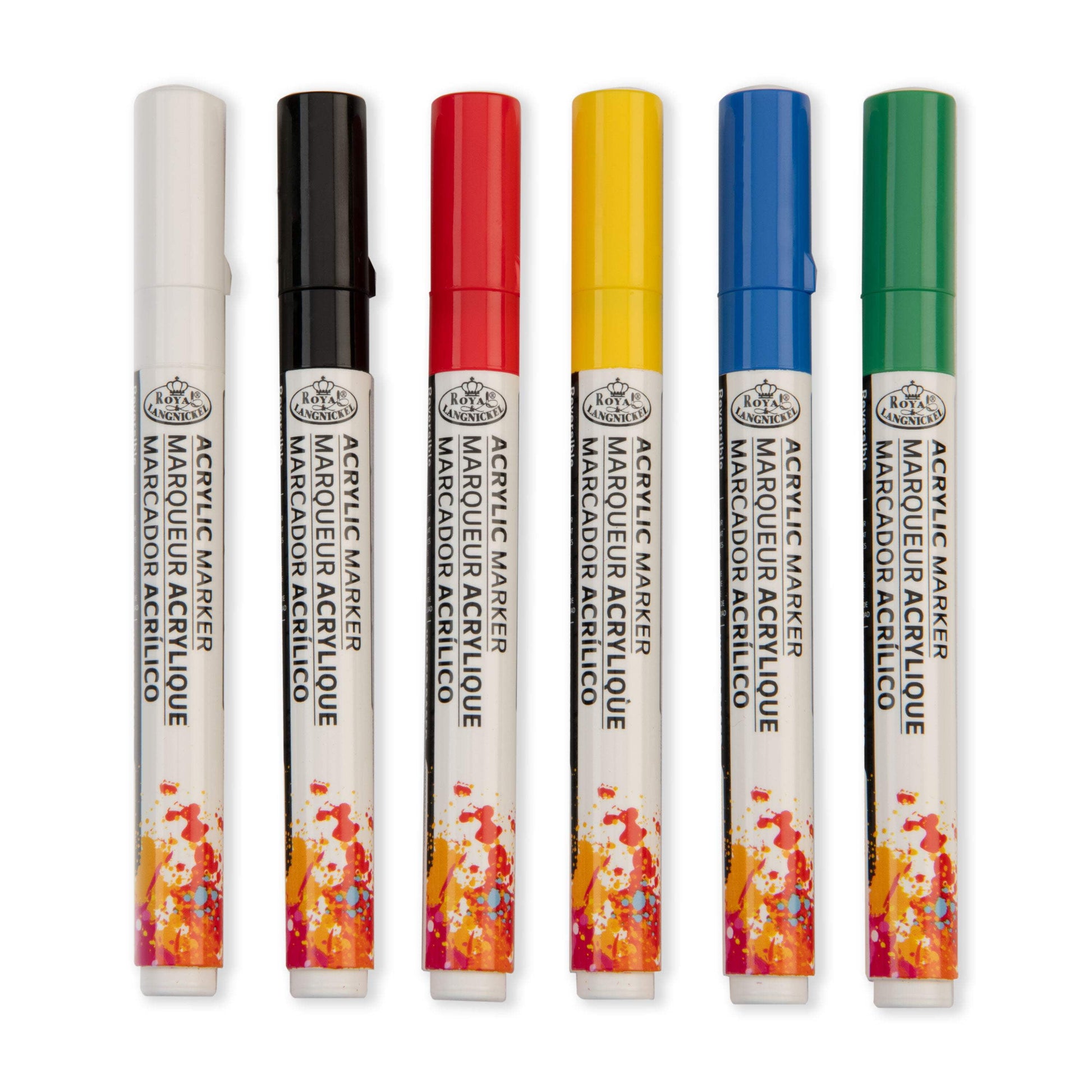 Royal & Langnickel 6 Piece Acrylic 2.0 mm Reversible Tip Primary Markers