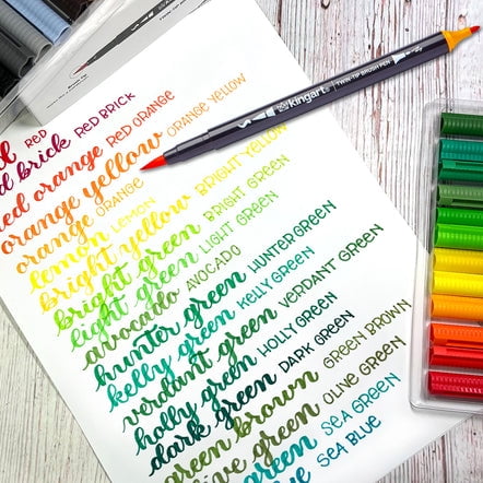 Kingart Pro Twin-Tip 445 Series Brush Pen Art Markers, Set of 24 Unique & Vivid Colors