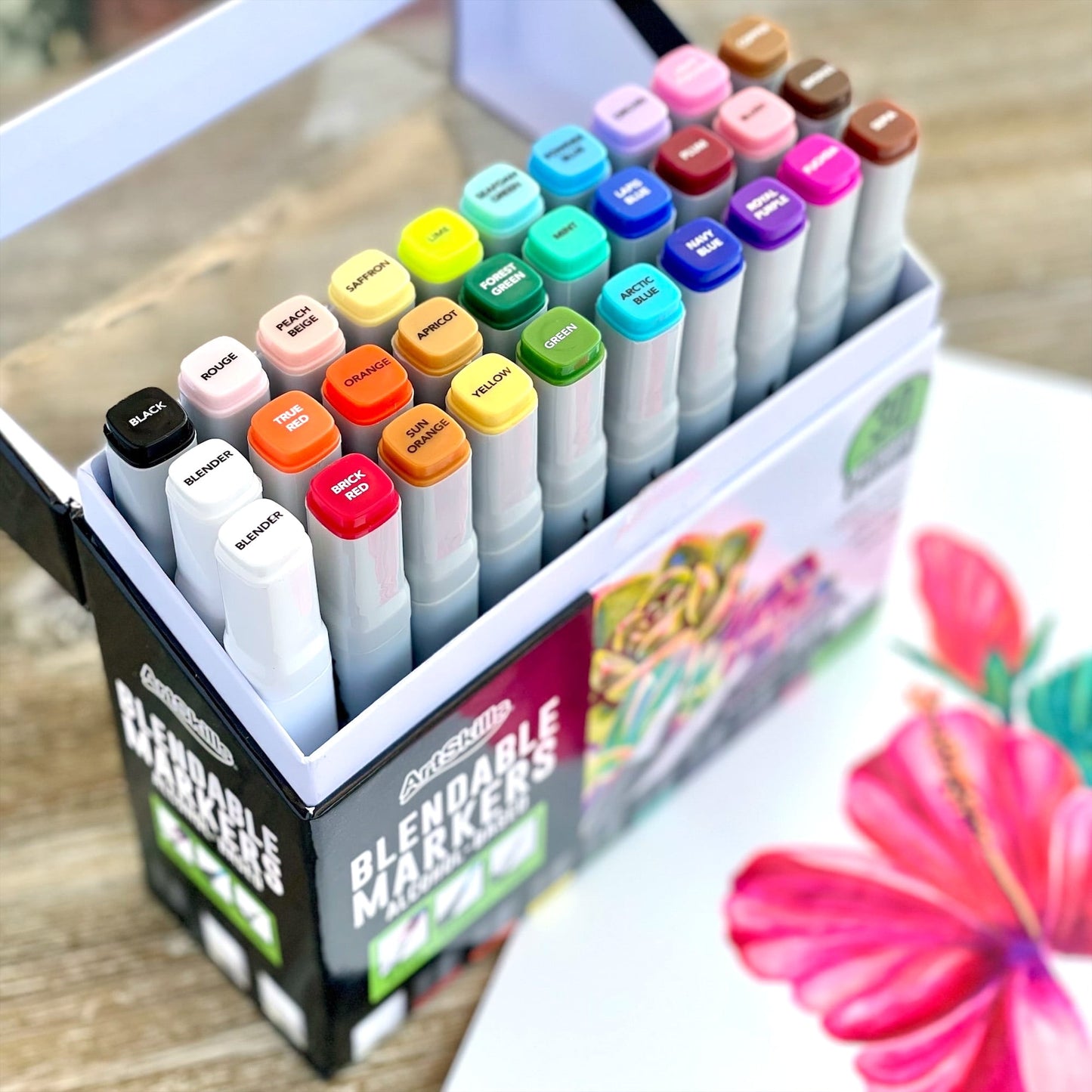 ArtSkills Dual-Tip Blendable Alcohol Markers with Colorless Blenders, for Adults & Teens, 32 Count