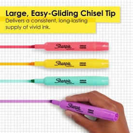 Sharpie Tank Style Highlighters, Chisel Tip, Fluorescent Yellow, 12 Count