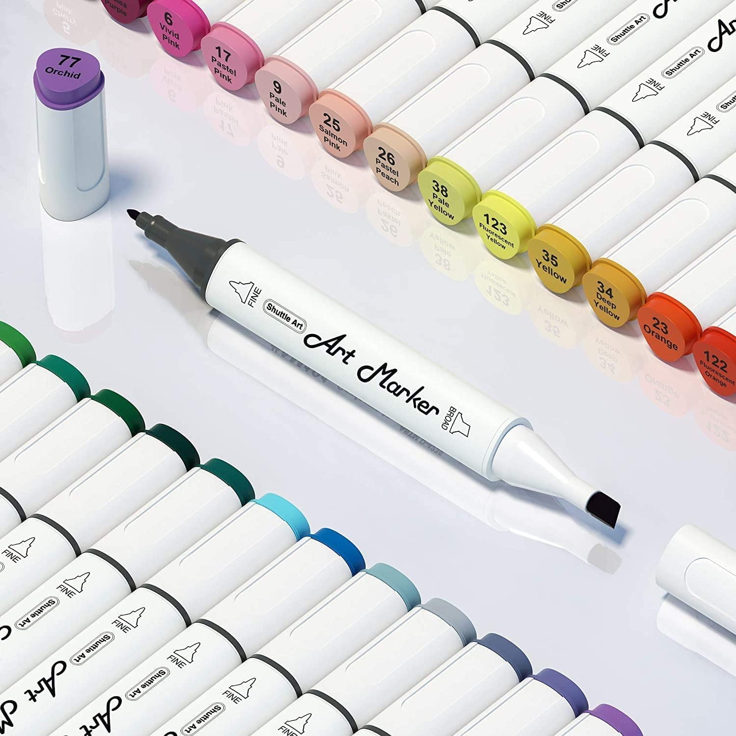 Shuttle Art Non-Toxic Art Markers, Broad-Point, Multicolor, 121 Count Pack