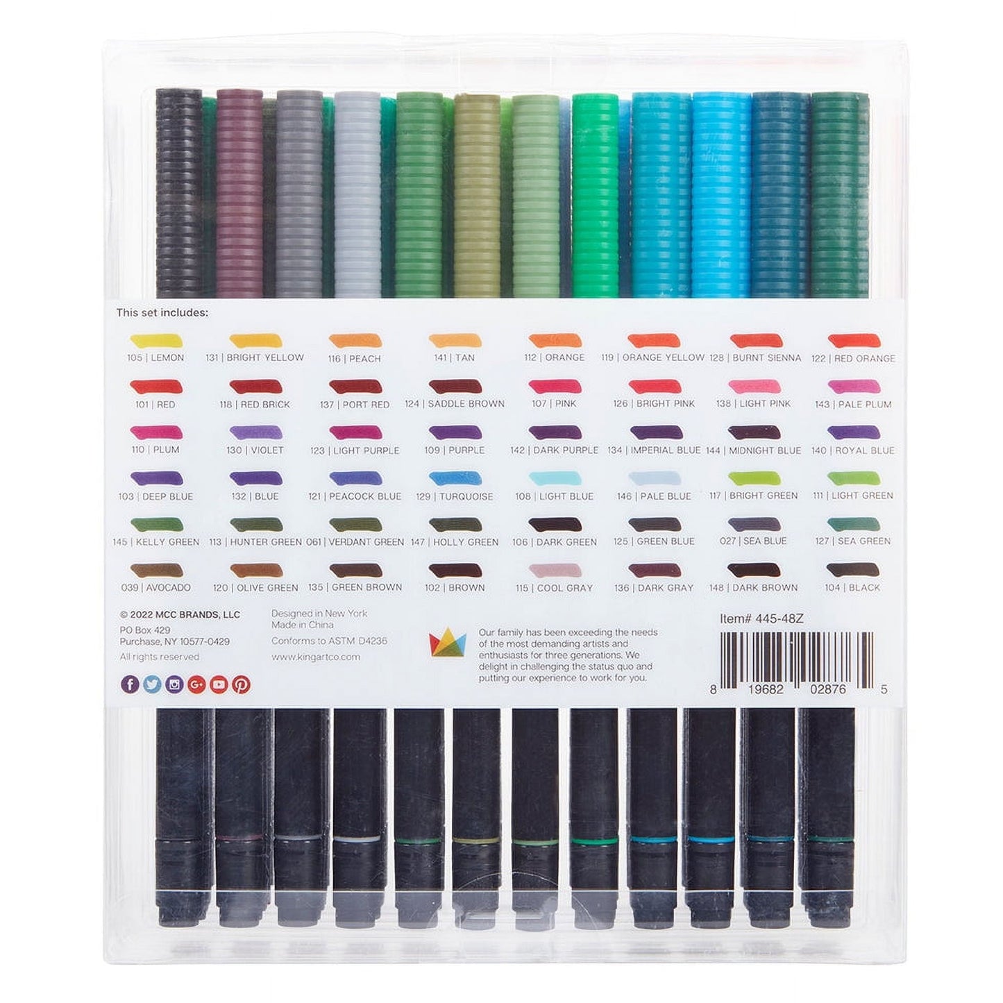 KINGART PRO Twin-Tip Brush Pen Art Markers, 48 Colors