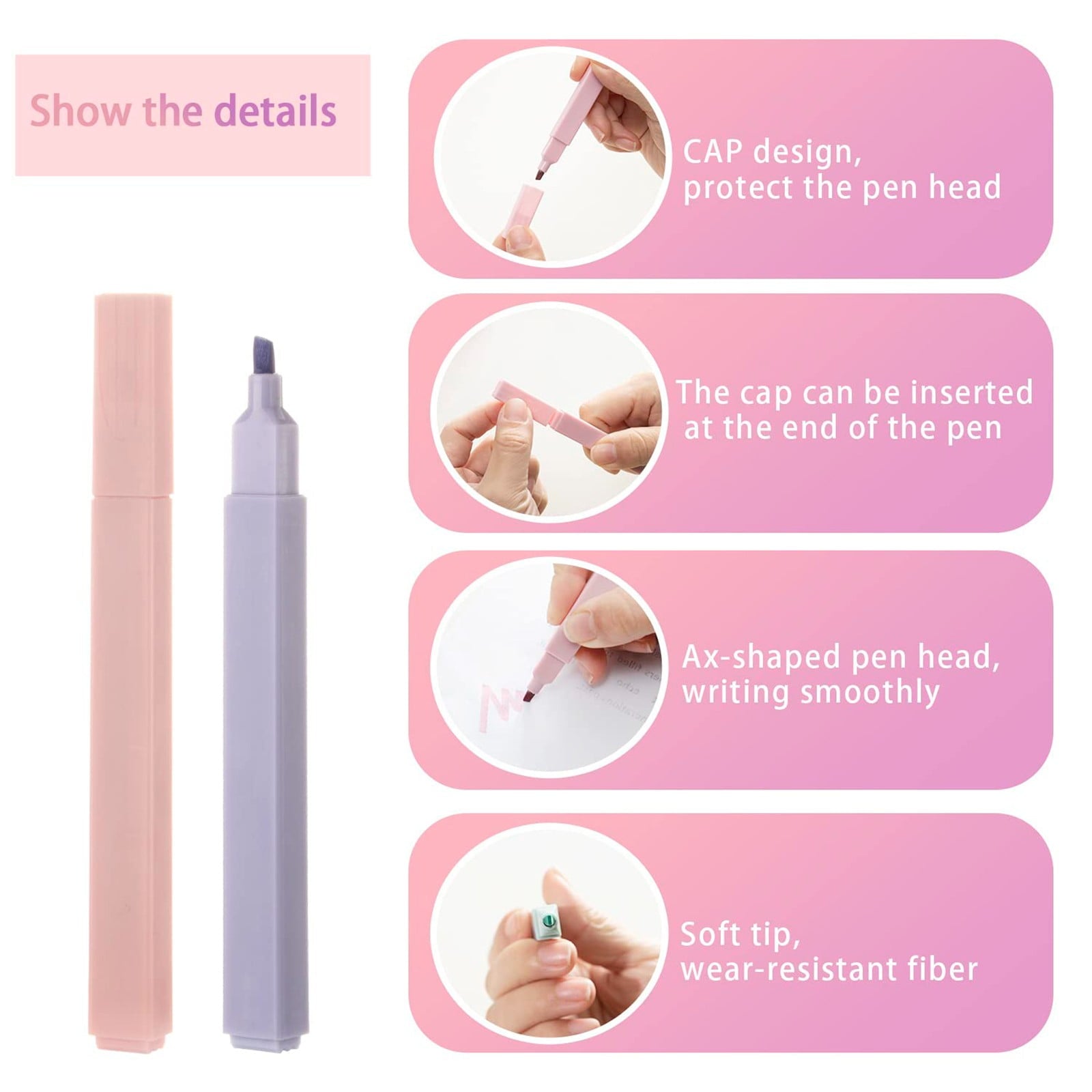 AQITTI 12Pcs Highlighters Aesthetic Pastel Highlighter&Single Double Headed Suit Set with Soft Pen Tip Highlighters and Pens No (Multicolor) 1Ml