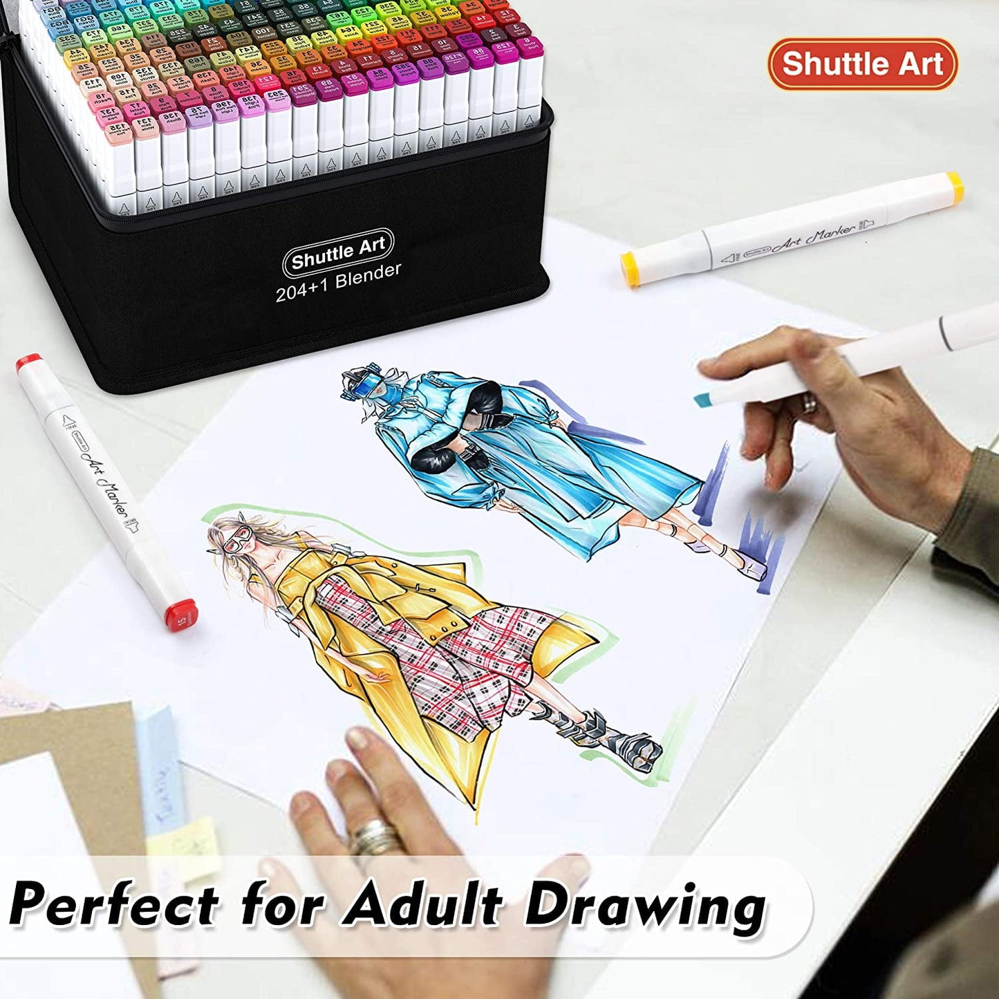 Shuttle Art Non-Toxic Art Markers, Broad-Point, Multicolor, 121 Count Pack
