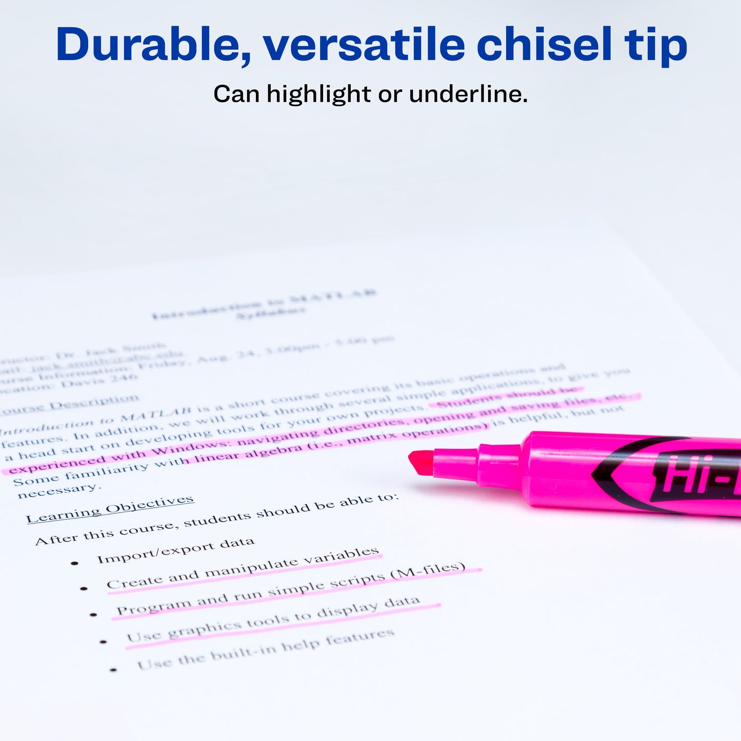 Avery Hi-Liter Desk-Style Highlighter, Fluorescent Pink (24010)