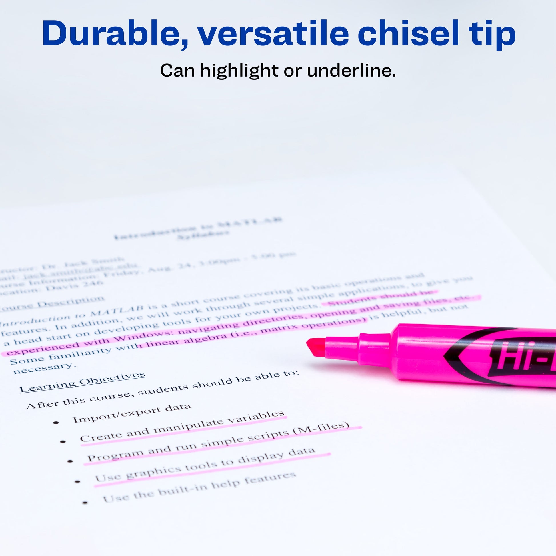Avery Hi-Liter Desk-Style Highlighter, Fluorescent Pink (24010)