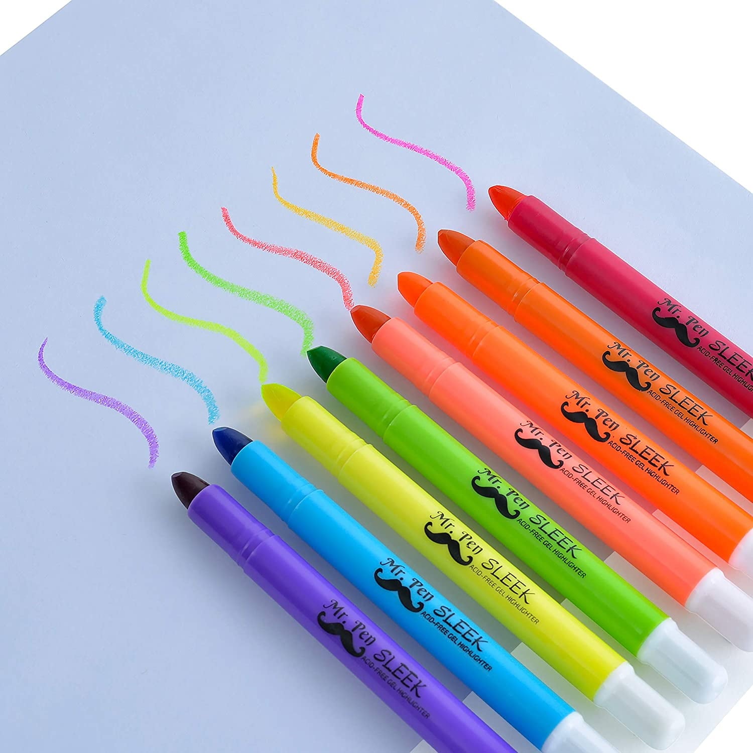 Mr. Pen Gel Highlighters, Chisel-Point, Assorted Colors, 12 Count