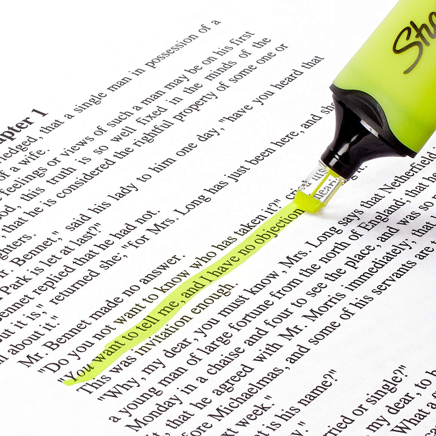 Sharpie Clear View Highlighters, Chisel Tip, Fluorescent Yellow, 3 Pack