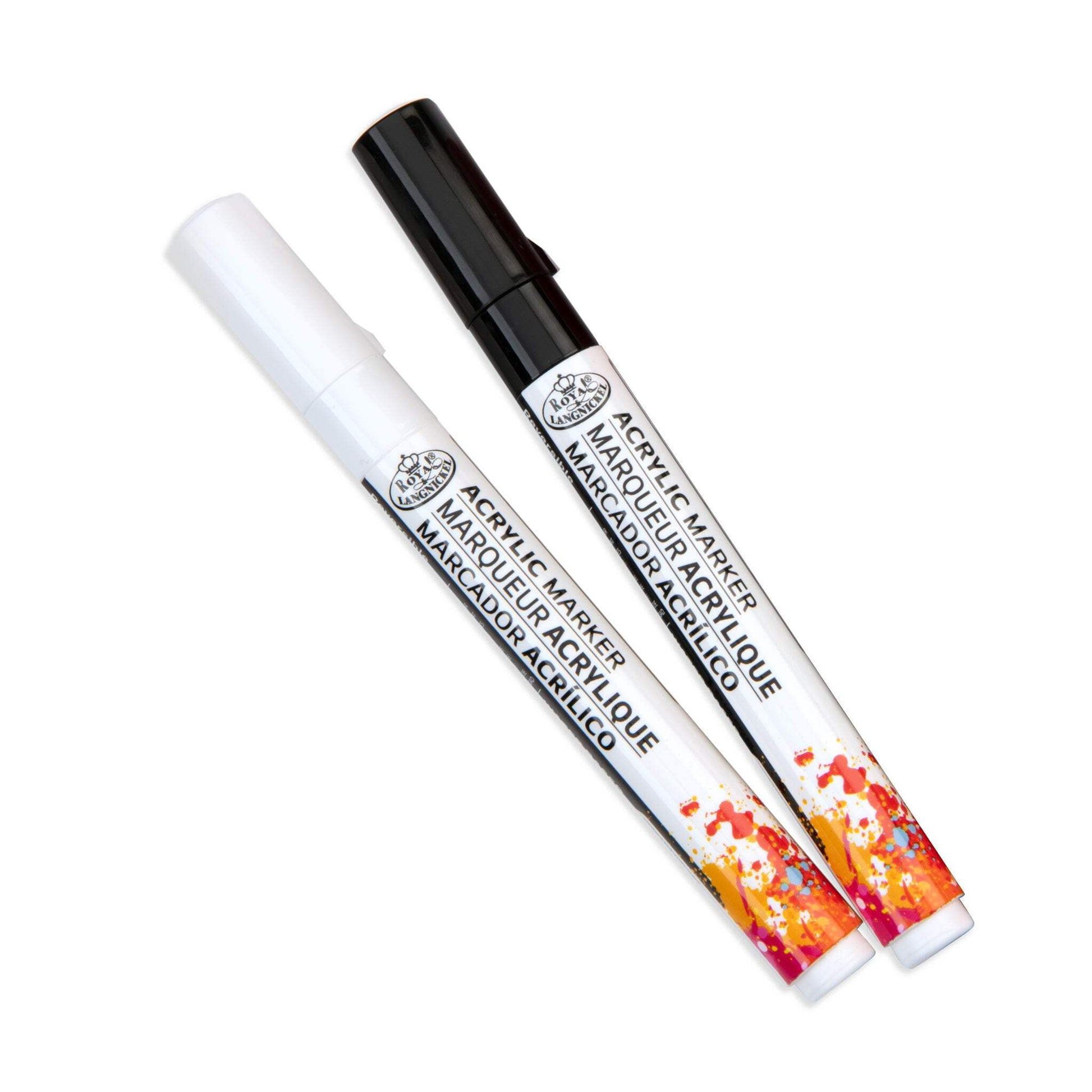 Royal & Langnickel 2 Piece Acrylic 2mm Reversible Tip Black/White Marker